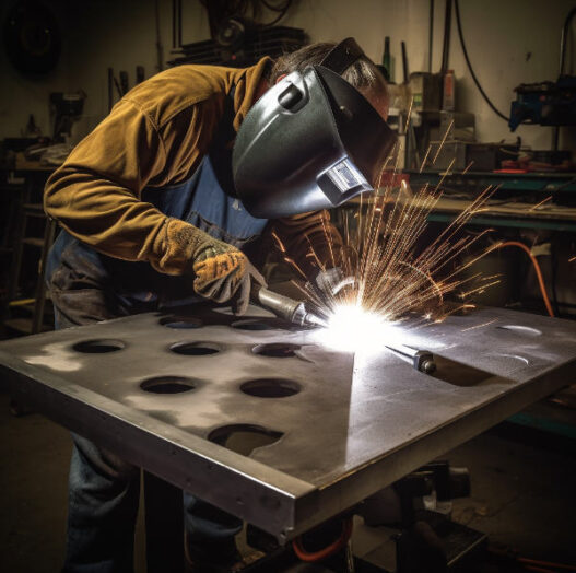 man cutting metal with a torch